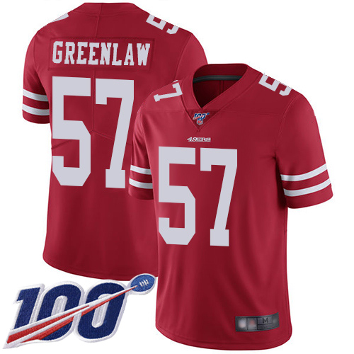 San Francisco 49ers Limited Red Men Dre Greenlaw Home NFL Jersey #57 100th Season Vapor Untouchable->san francisco 49ers->NFL Jersey